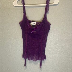 Purple Bustier Tie Front Camisole